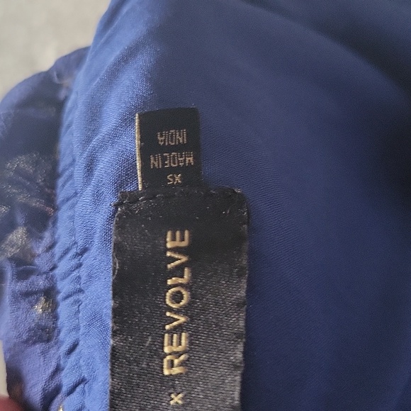 House Of Harlow Revolve Valencia Navy & Gold Dot Flutter Mini Dress SzXS - Picture 7 of 9